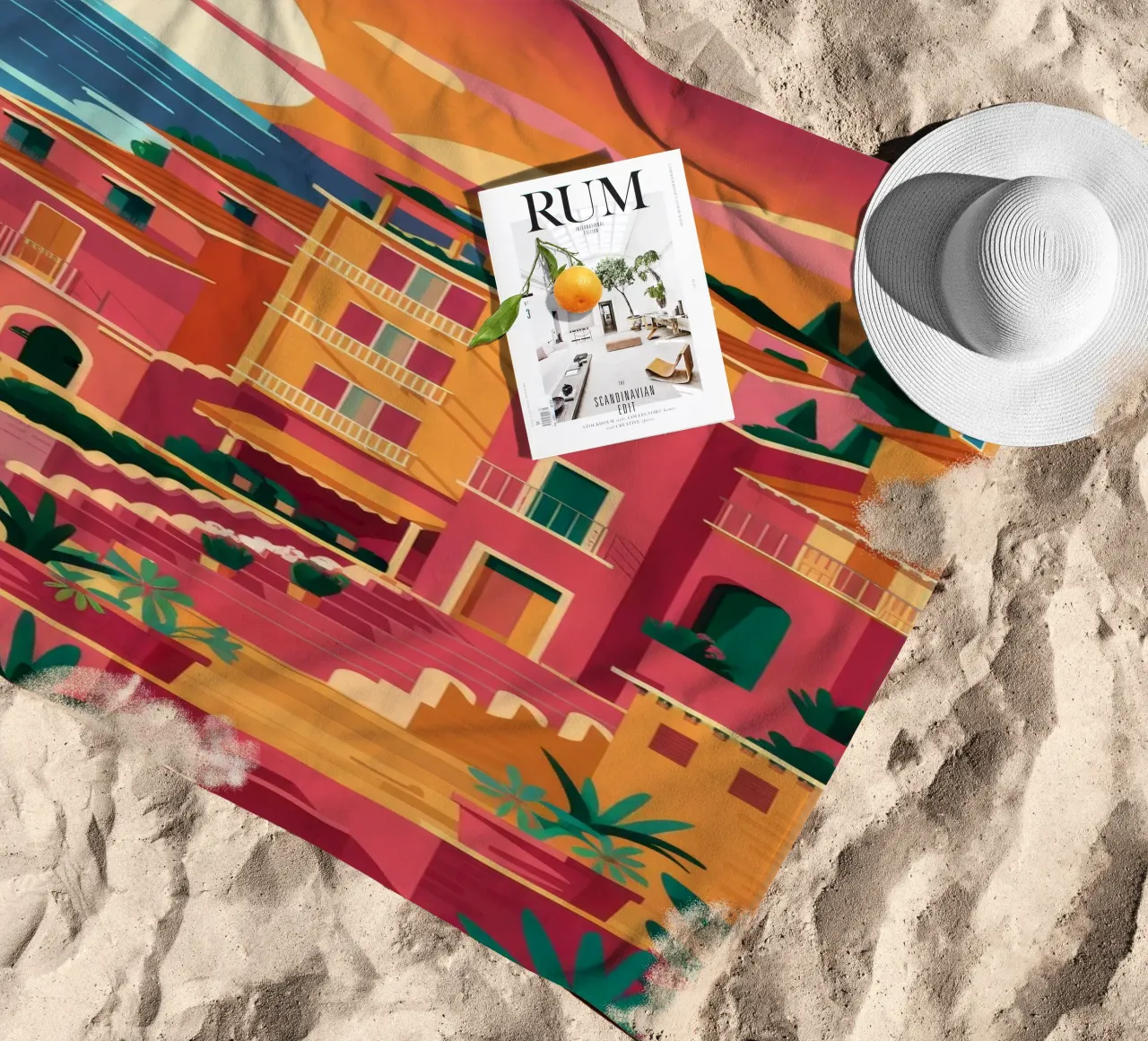 Seaside Sunset Vista beach towel by Muse Artworks
