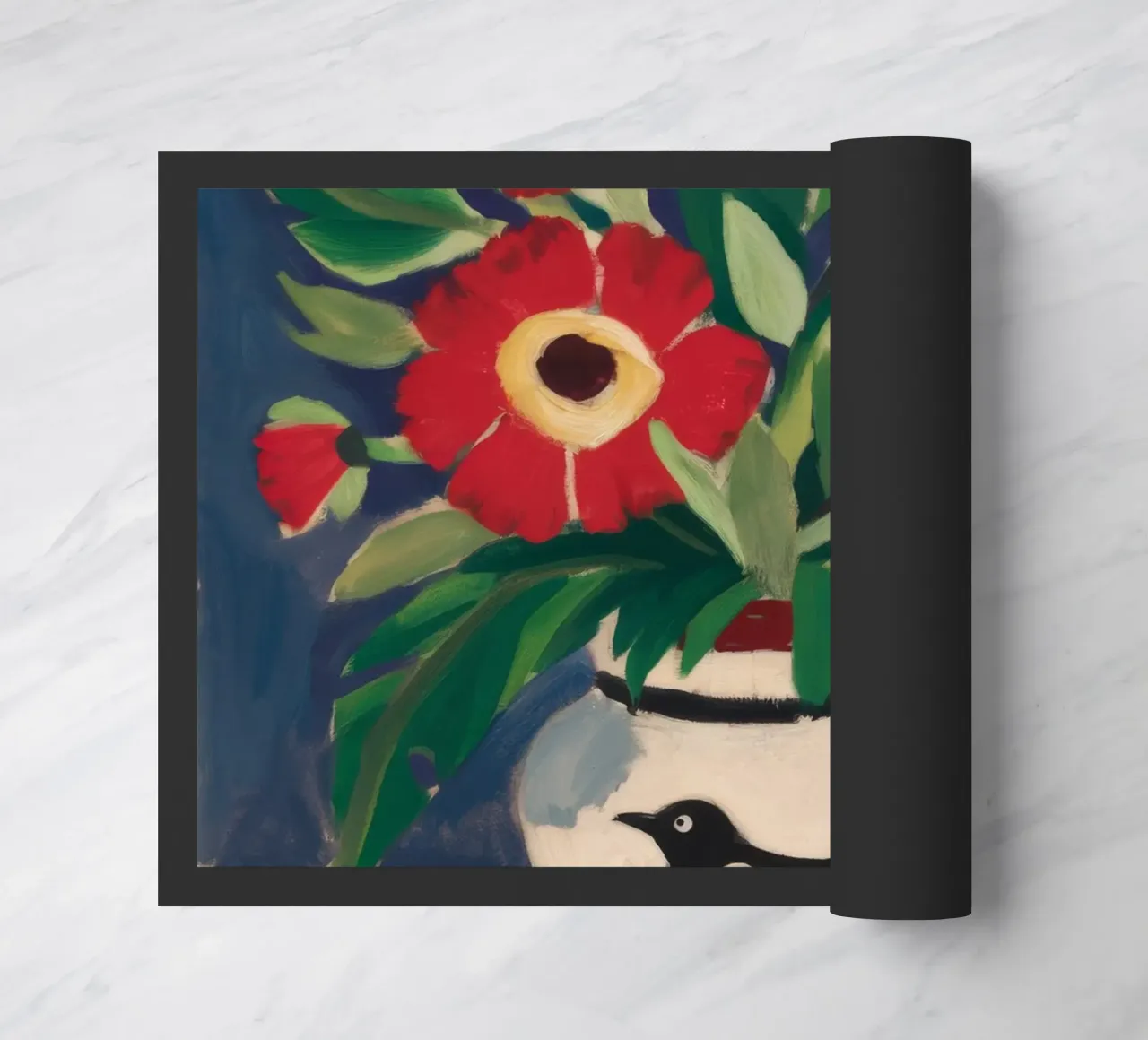 Vaso per uccelli Fiori rossi zerbino da Stone Decade
