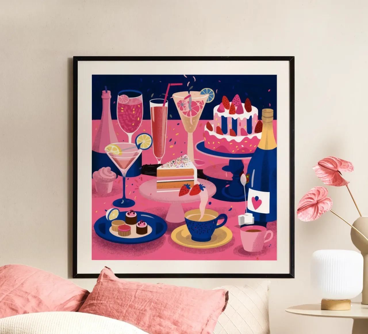 Dolce celebrazione notturna poster con telaio in plastica da Haven Fantasy