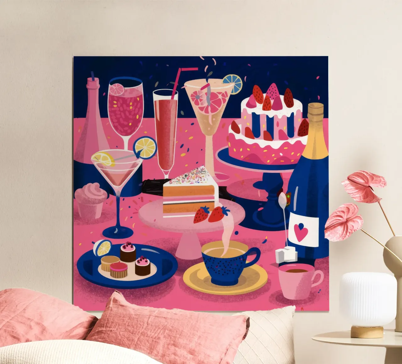 Dolce celebrazione notturna poster con telaio in plastica da Haven Fantasy