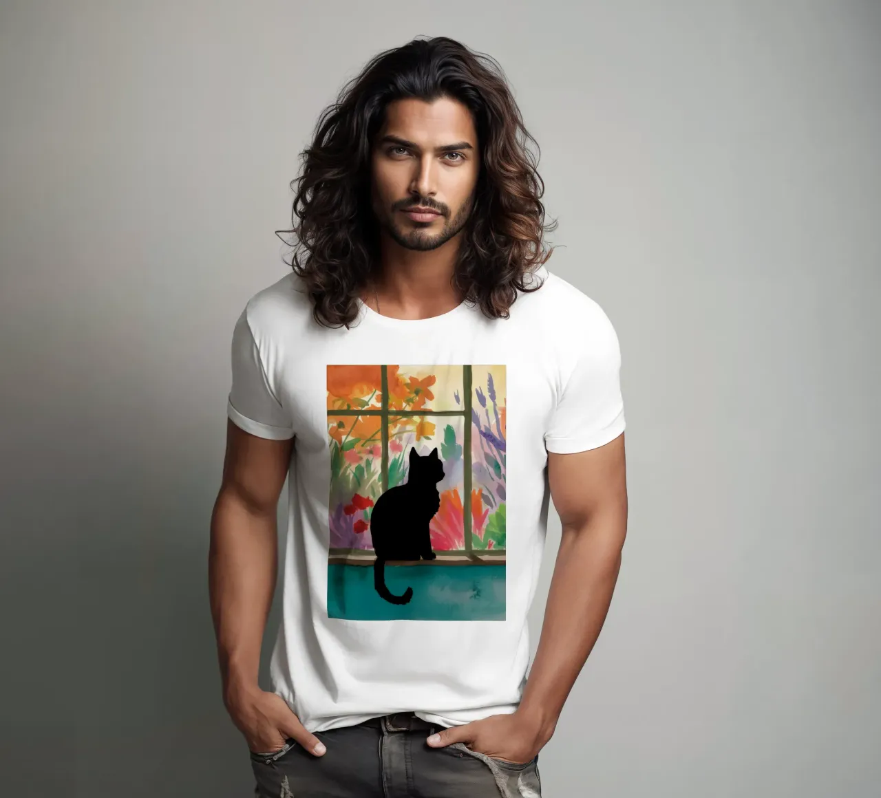 Gatto davanzale t-shirt da FadeAura