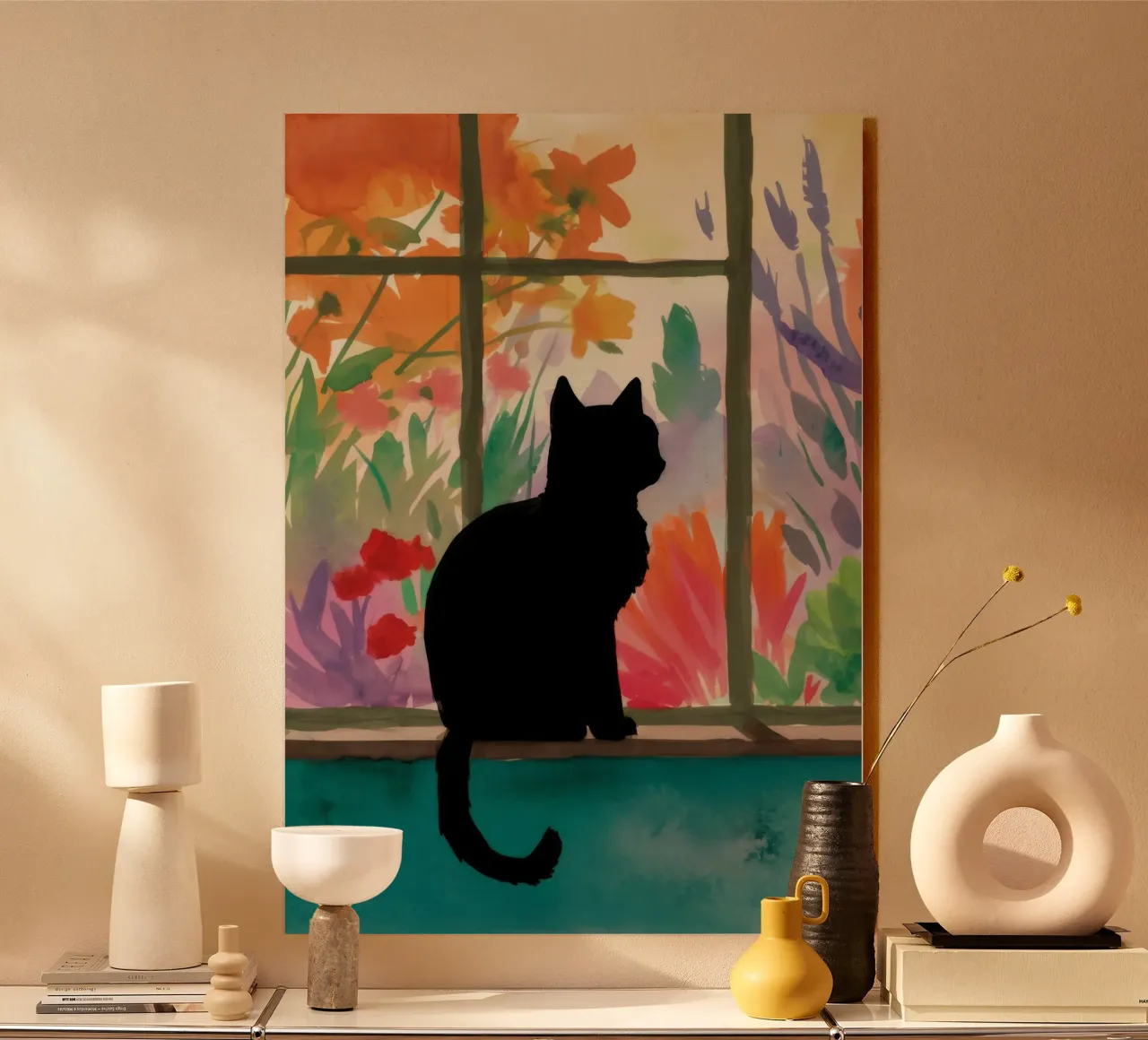 Window Sill Cat alu-dibond by FadeAura