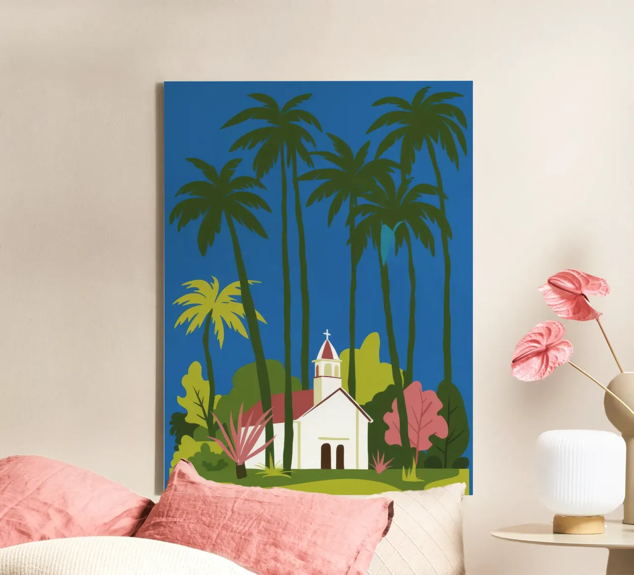 Palm Tree Chapel canvas with Floater frame by Muse Artworks