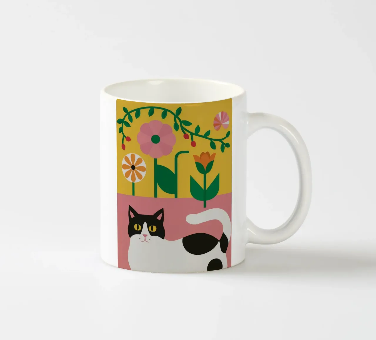 Duo di gatti bianchi e neri tazza in ceramica da FadeAura