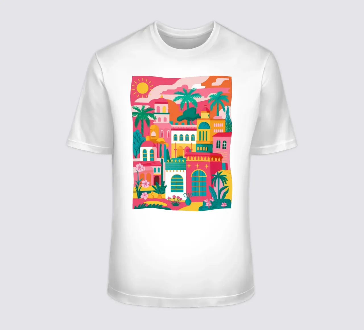 Favela colorida en lo alto de una colina camiseta de Muse Artworks