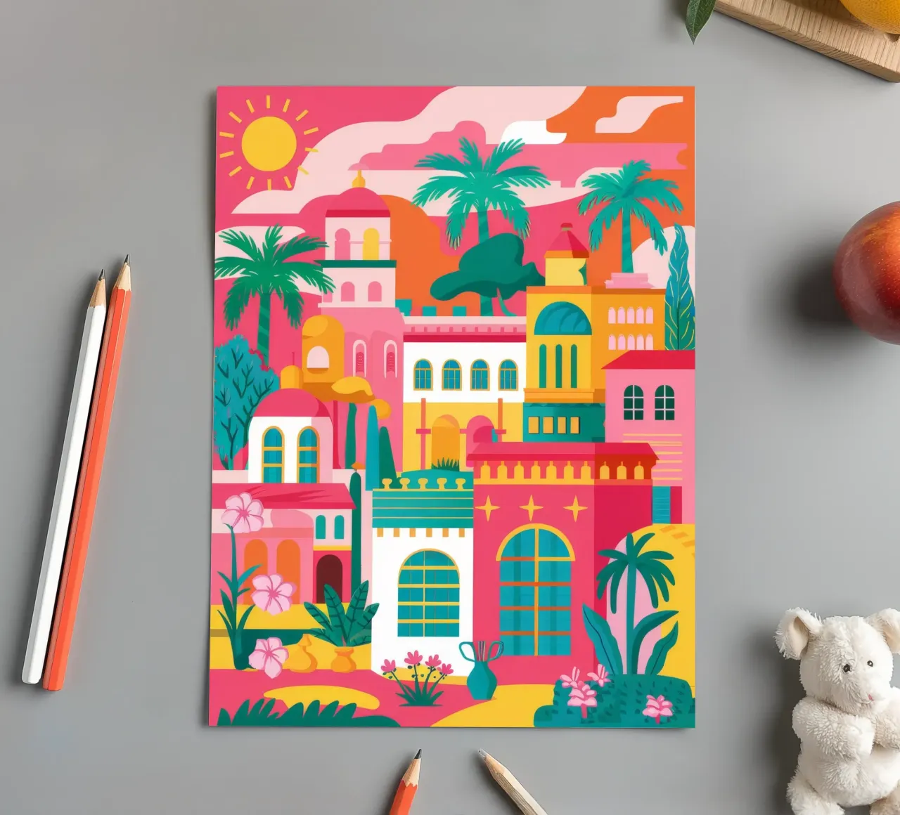 Colorful Hilltop Favela sticker sheet by Muse Artworks