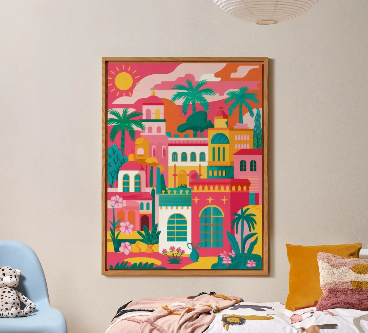 Favela colorée au sommet d'une colline alu dibond de Muse Artworks