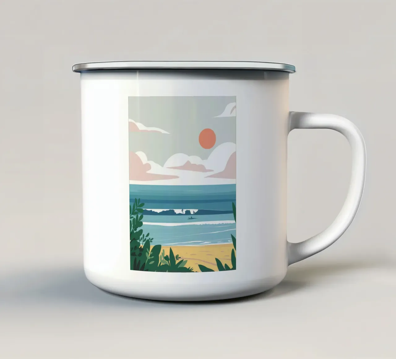 Serena vista sull'oceano tazza in smalto da Muse Artworks