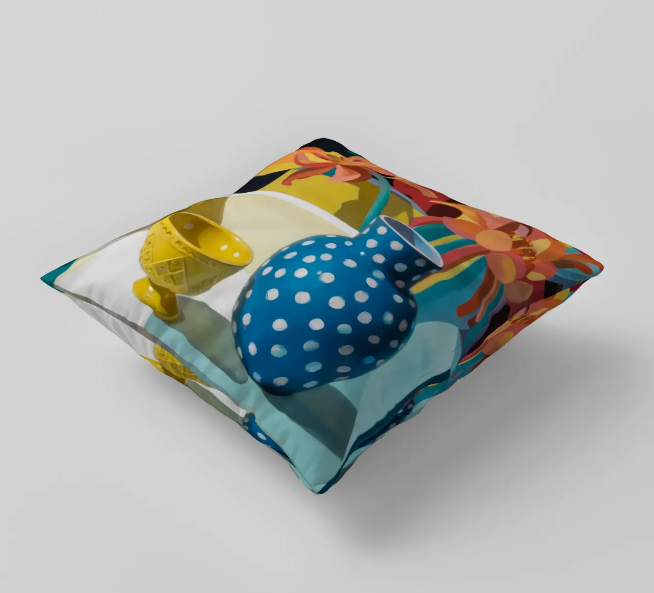 Vaso a pois blu cuscino da Stone Decade