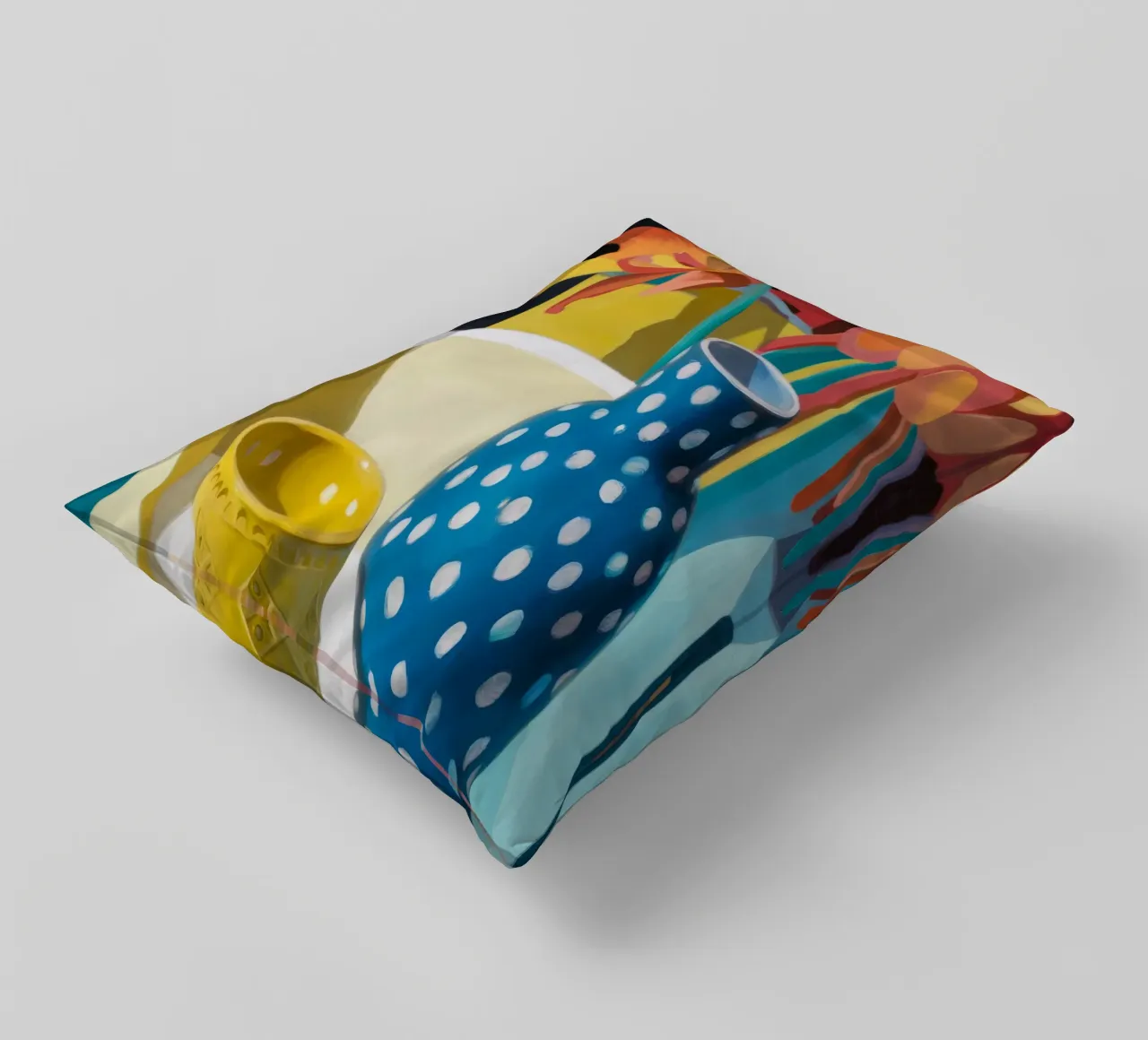 Vaso a pois blu cuscino da Stone Decade