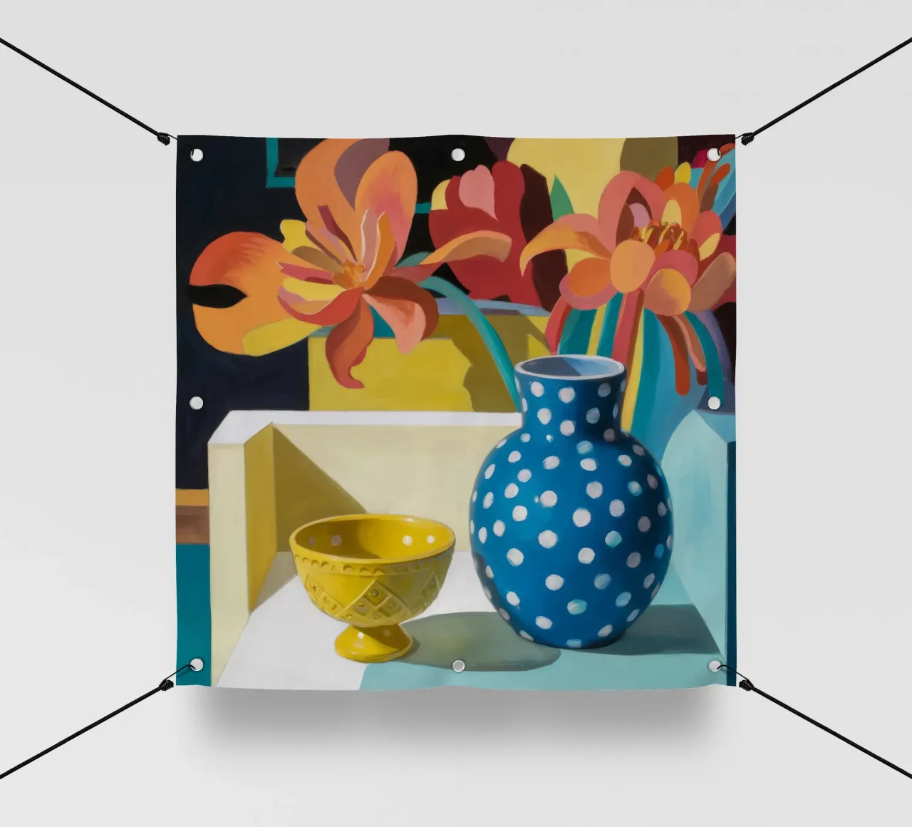 Vaso a pois blu telo in pvc da Stone Decade