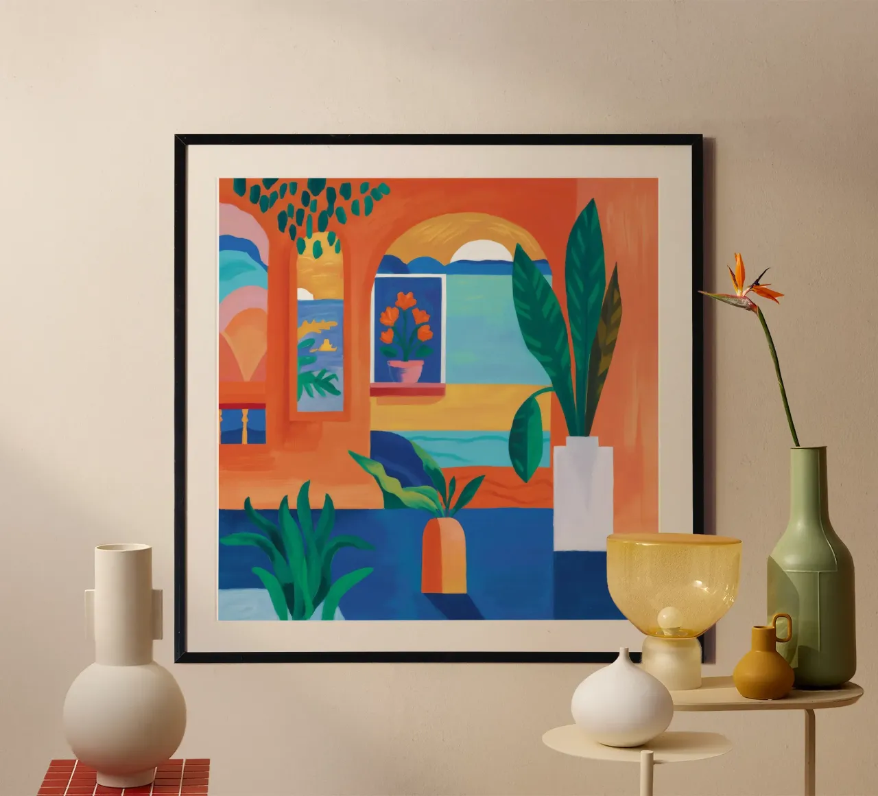 Cortile Pianta Immobile poster con telaio in plastica da Muse Artworks