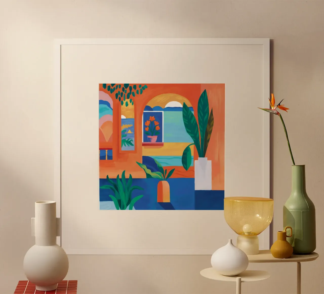 Cortile Pianta Immobile poster con telaio in plastica da Muse Artworks