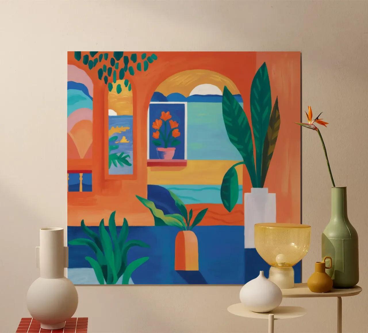 Cortile Pianta Immobile poster con telaio in plastica da Muse Artworks