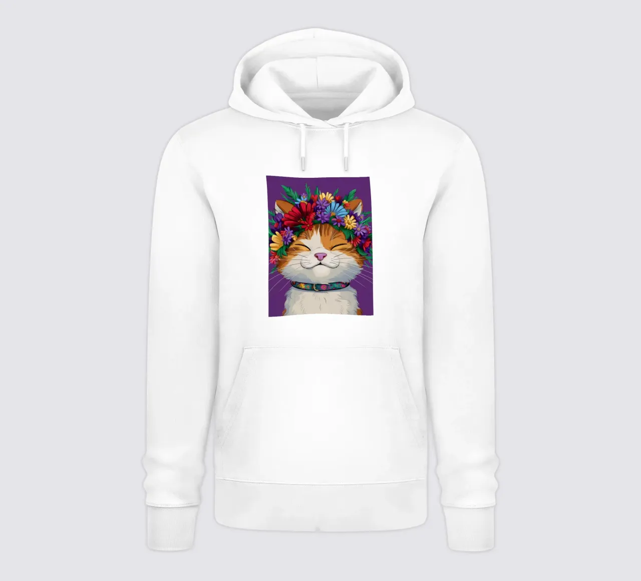 Gatto con corona floreale felpa con cappuccio da FadeAura