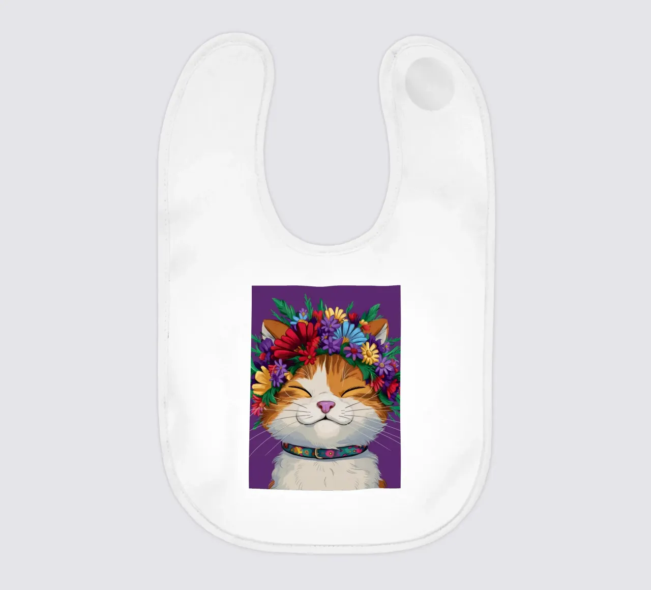 Floral Crown Cat baby bib by FadeAura