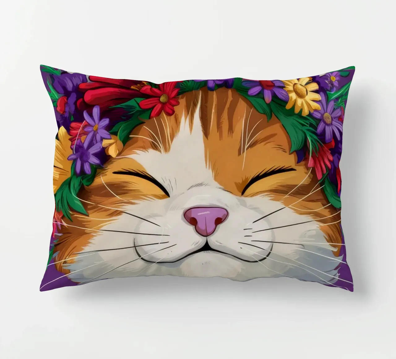Floral Crown Cat decorative cushion by FadeAura