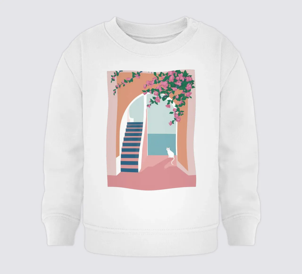Trap van de witte kat baby sweatshirt van Muse Artworks