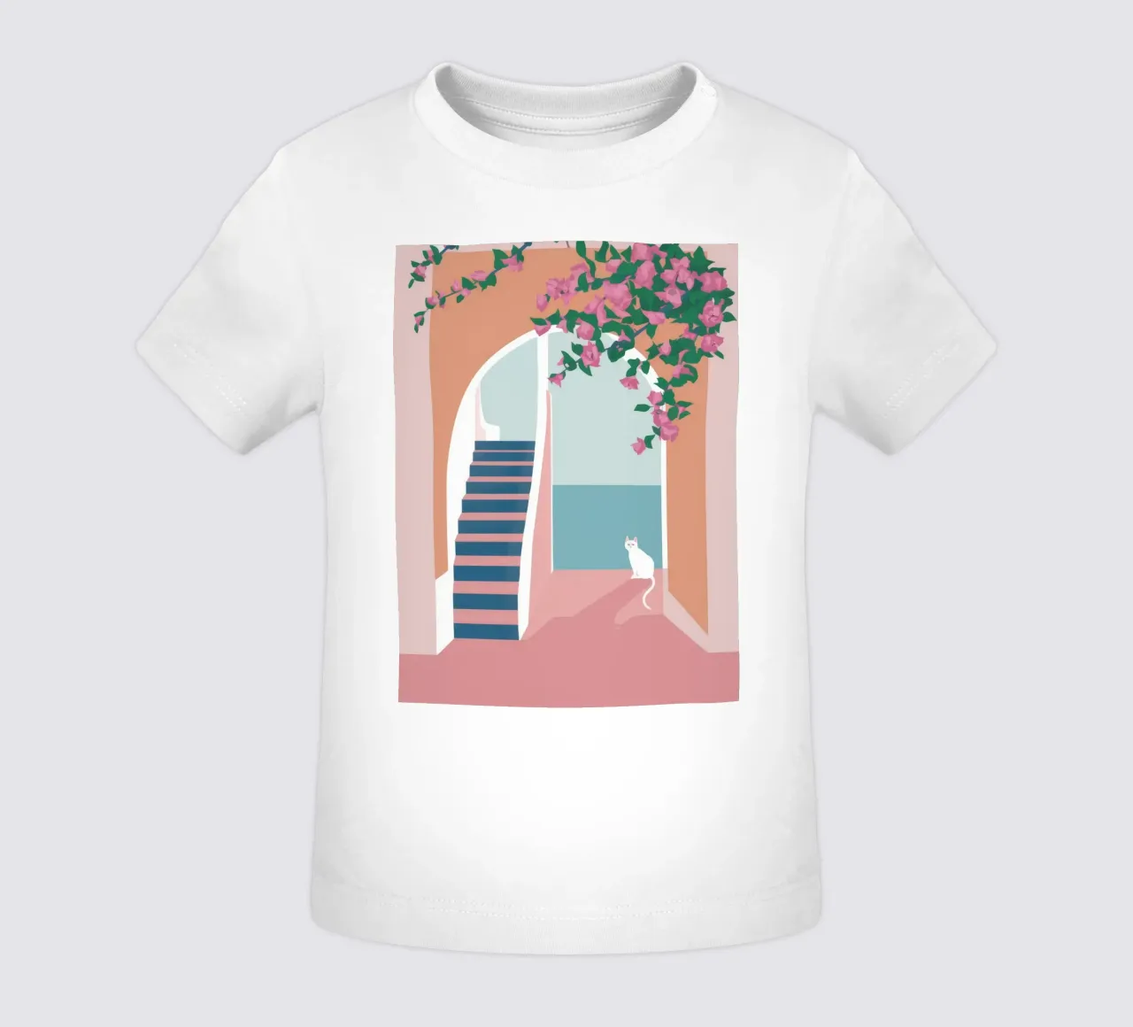 Scala del gatto bianco maglietta neonato da Muse Artworks