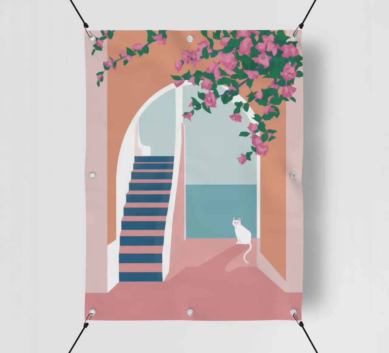 Scala del gatto bianco telo in pvc da Muse Artworks