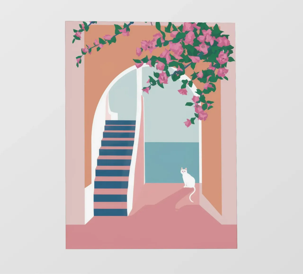 Scala del gatto bianco telo in pvc da Muse Artworks