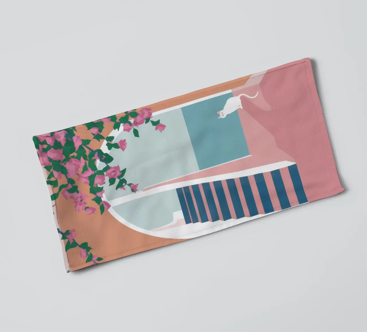 Scala del gatto bianco asciugamano da bagno da Muse Artworks
