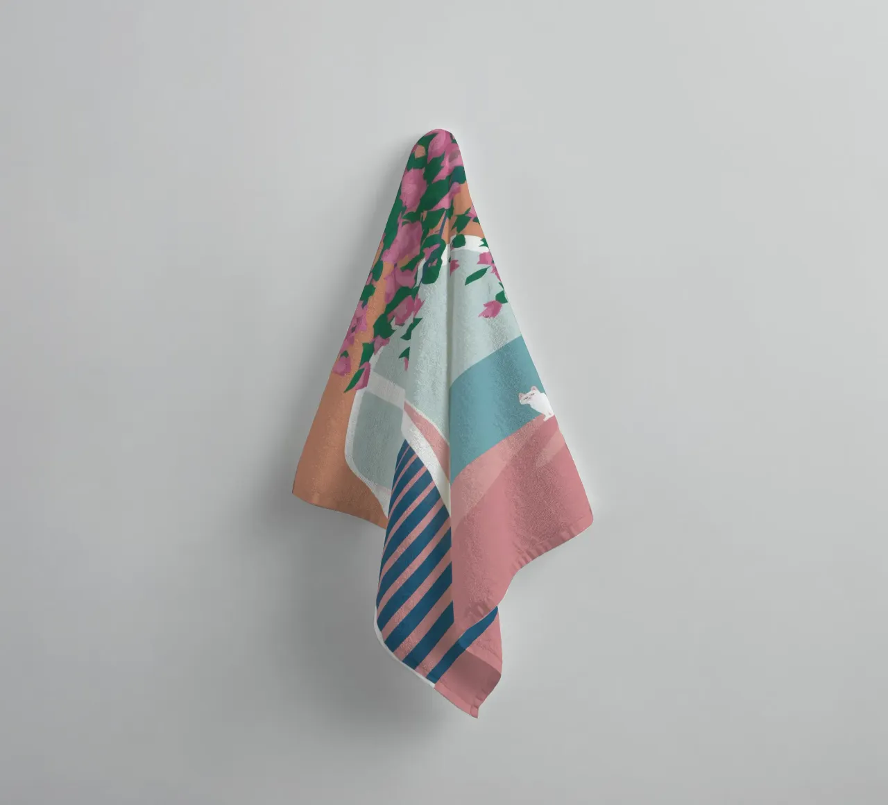 Scala del gatto bianco asciugamano da bagno da Muse Artworks