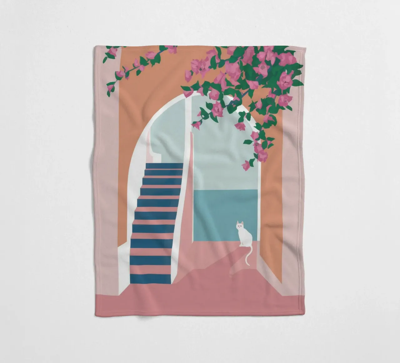 Scala del gatto bianco coperta in pile da Muse Artworks