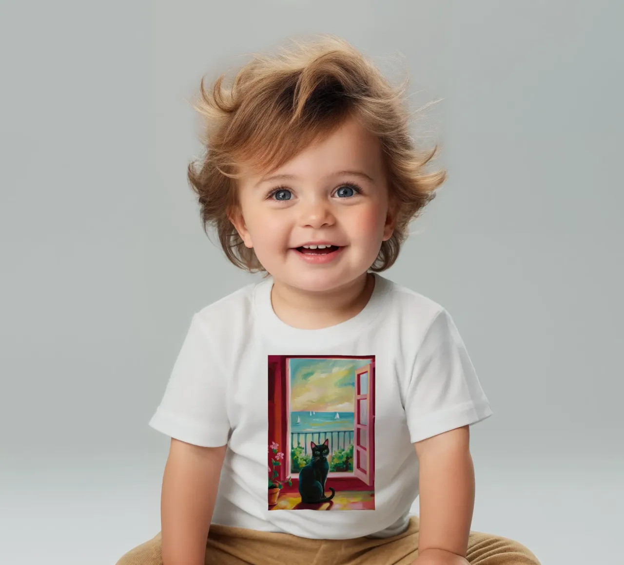 Sunset Balcony Cat baby t-shirt by FadeAura