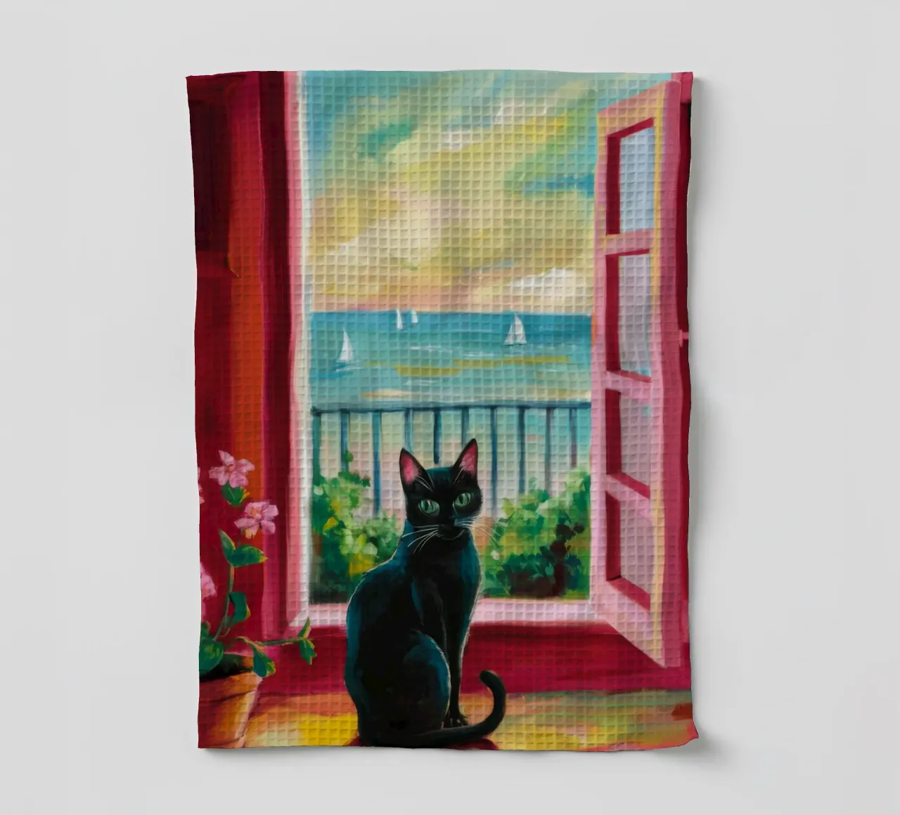 Gatto da balcone al tramonto canovaccio da cucina da FadeAura