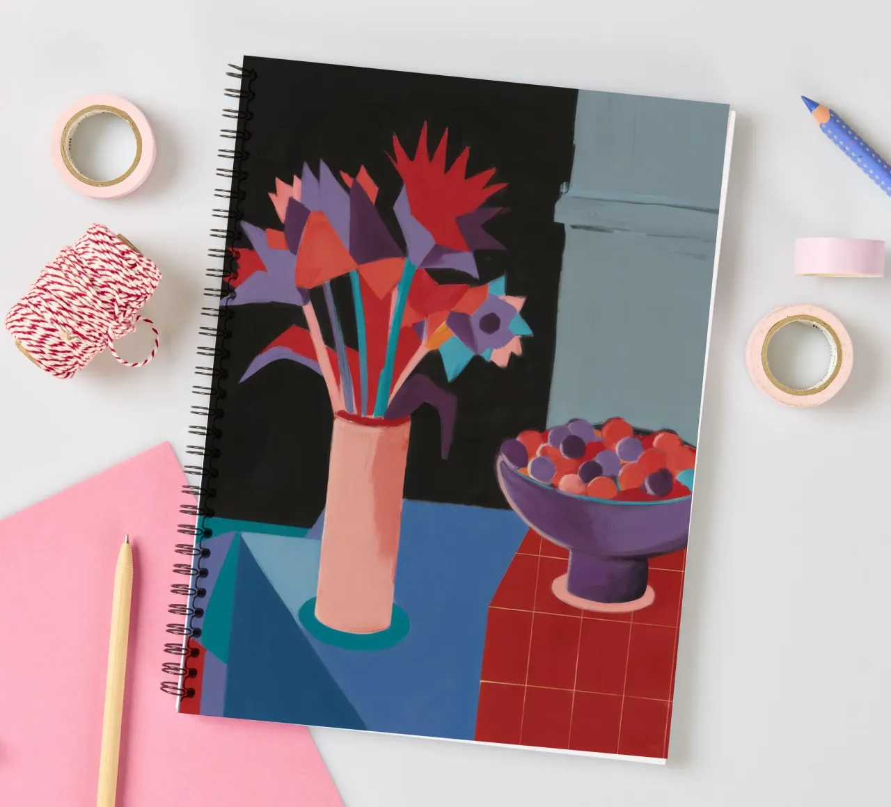 Red Tile Still Life spiral notebook by Stone Decade