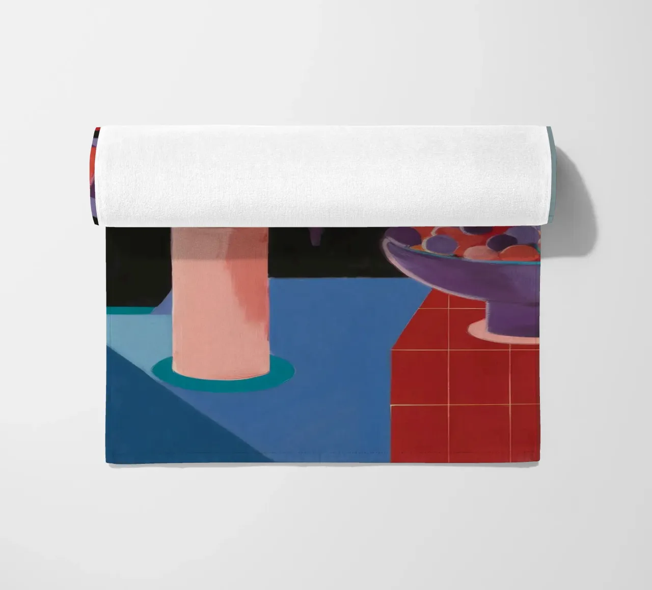 Red Tile Still Life beach towel by Stone Decade