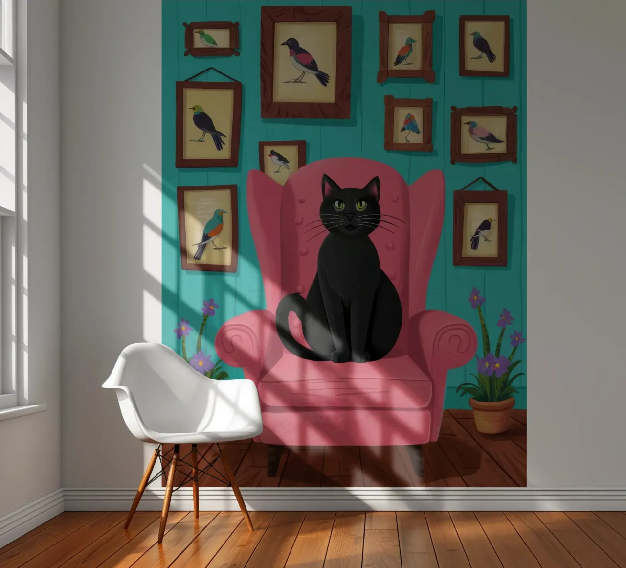 Pink Armchair Cat photo wallpaper by FadeAura