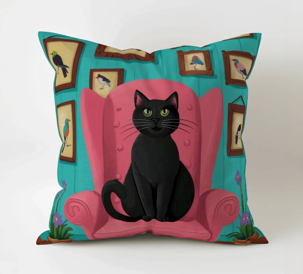 Gatto rosa in poltrona cuscino da FadeAura