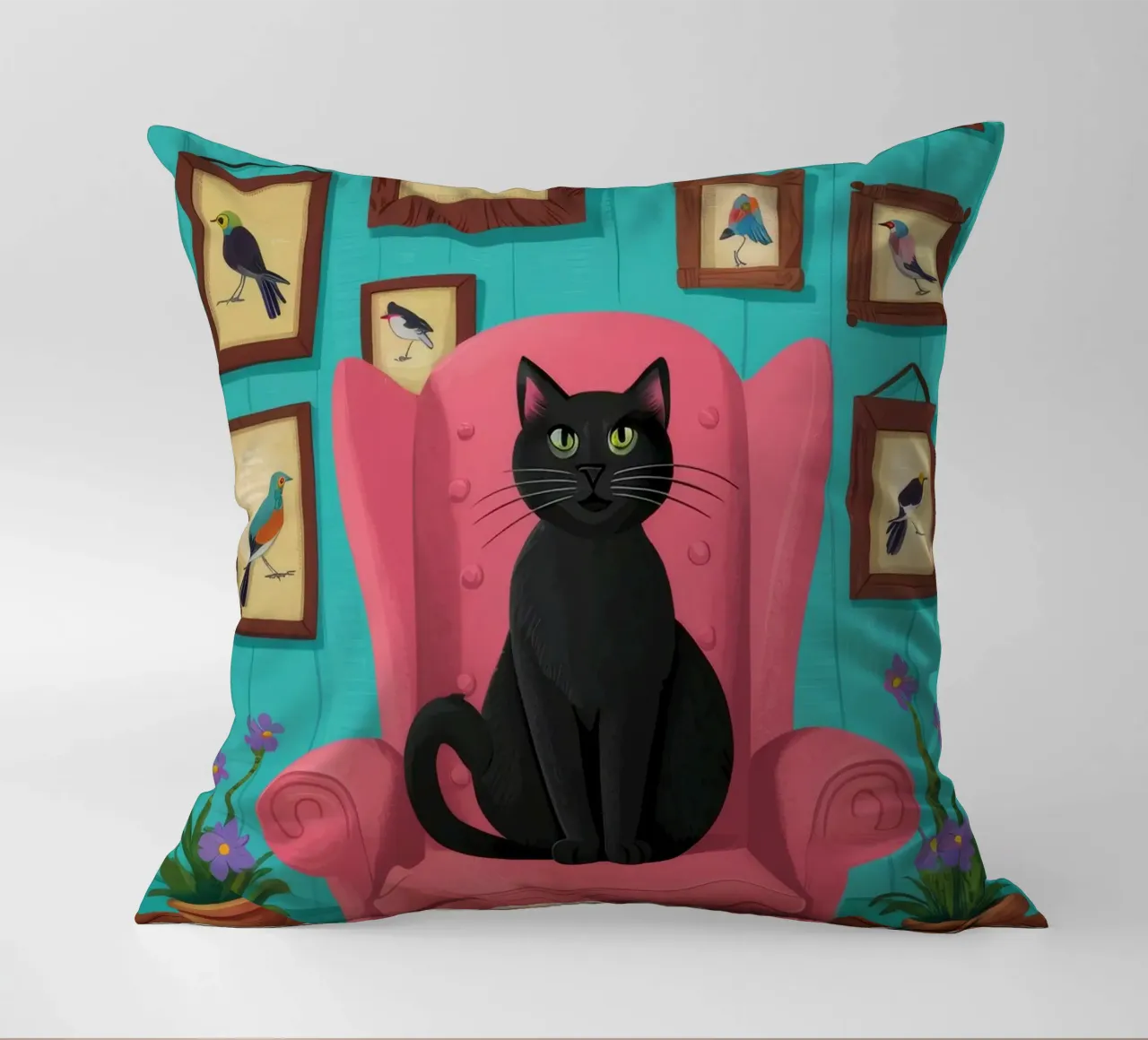 Gatto rosa in poltrona cuscino da FadeAura