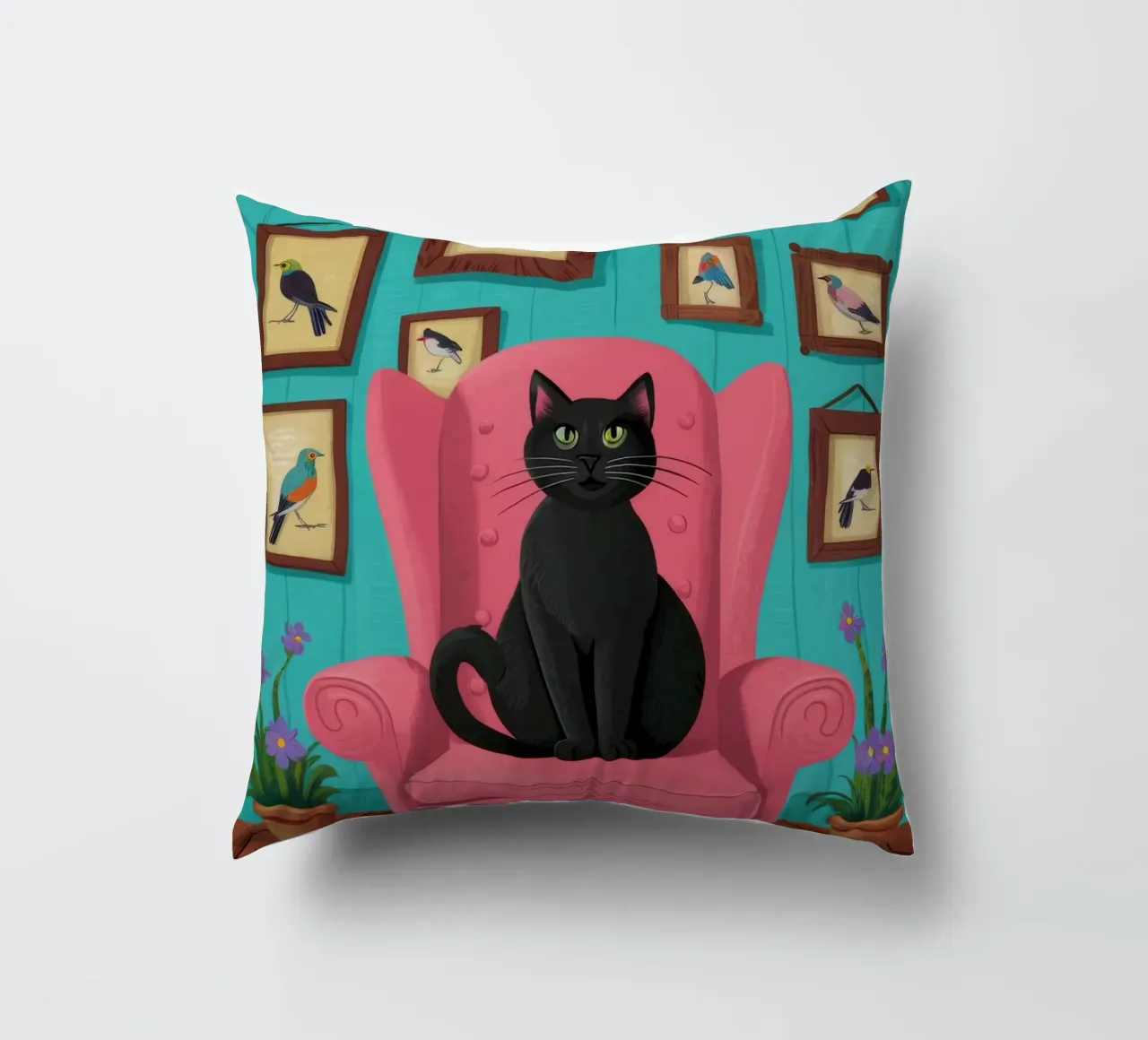 Gatto rosa in poltrona cuscino da FadeAura