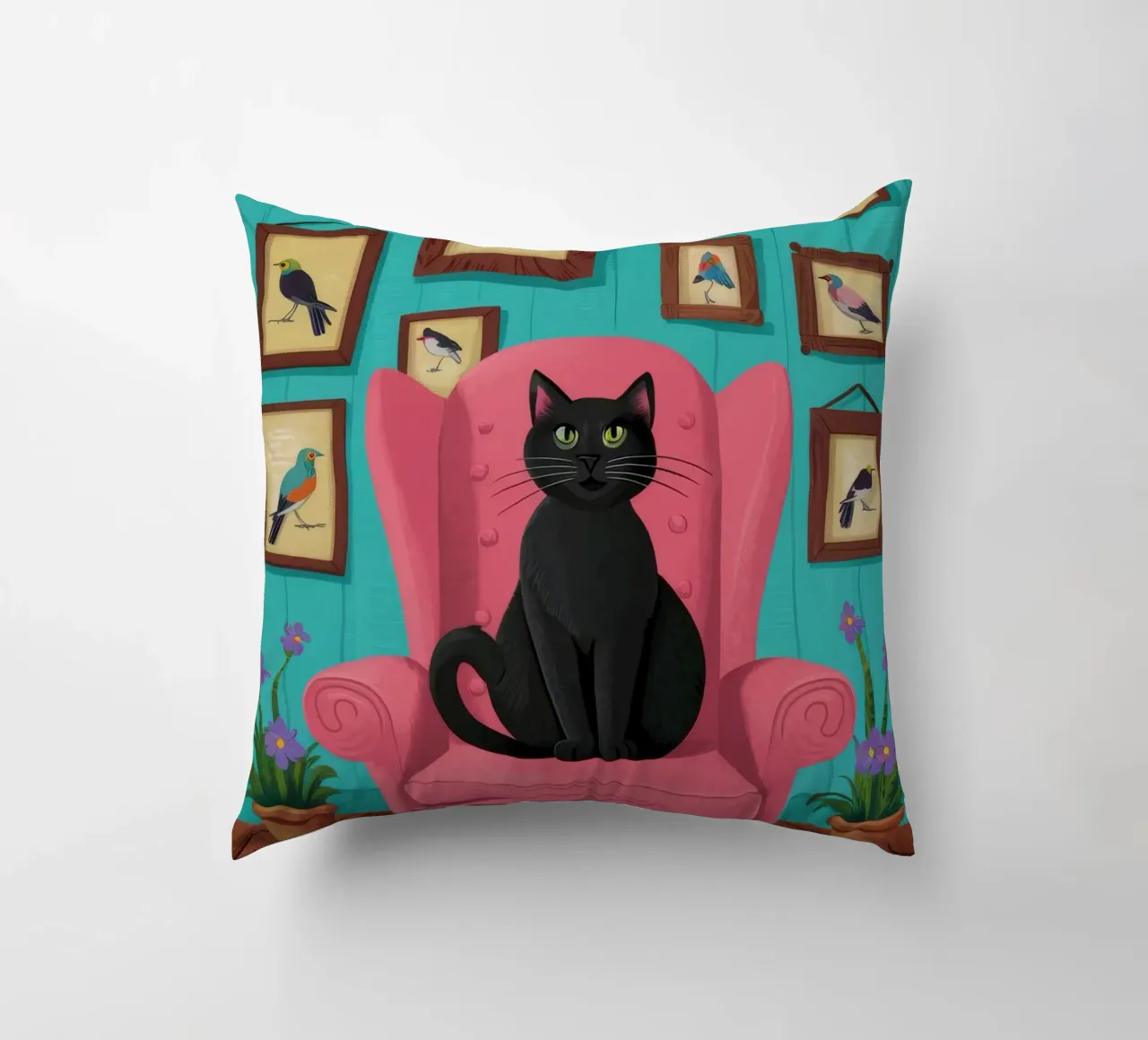 Gatto rosa in poltrona cuscino da FadeAura