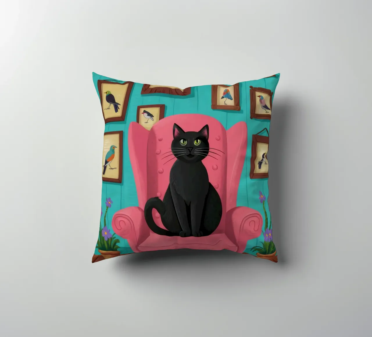 Gatto rosa in poltrona cuscino da FadeAura
