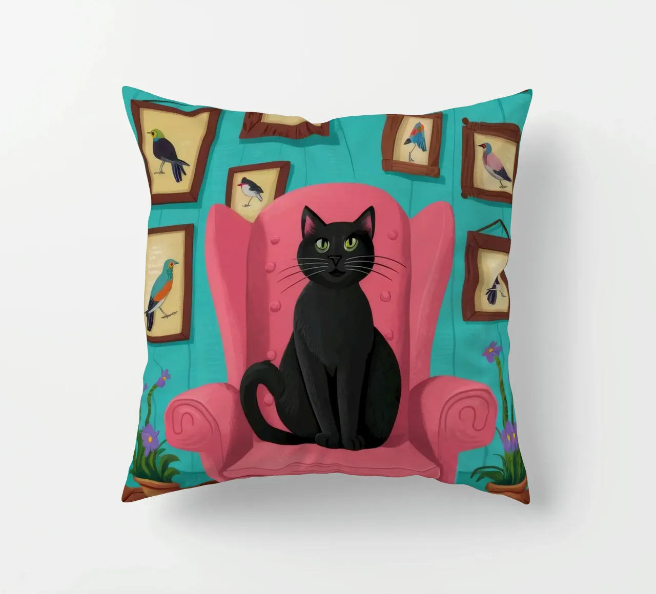 Gatto rosa in poltrona cuscino da FadeAura