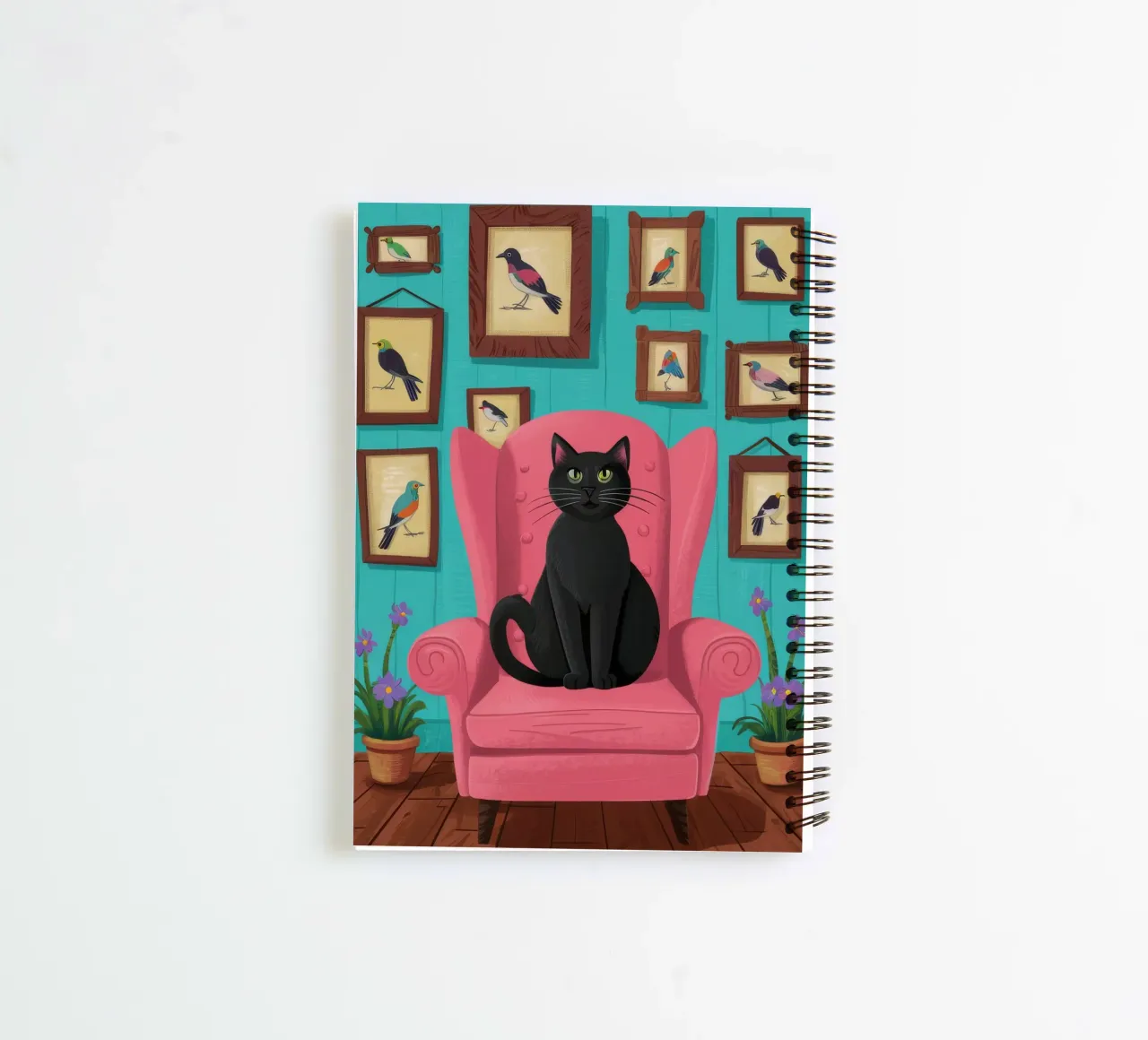 Pink Armchair Cat spiral notebook by FadeAura