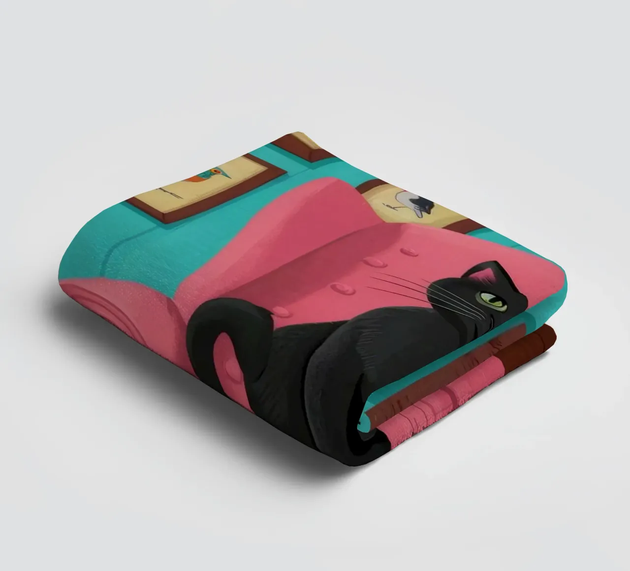Pink Armchair Cat towel by FadeAura