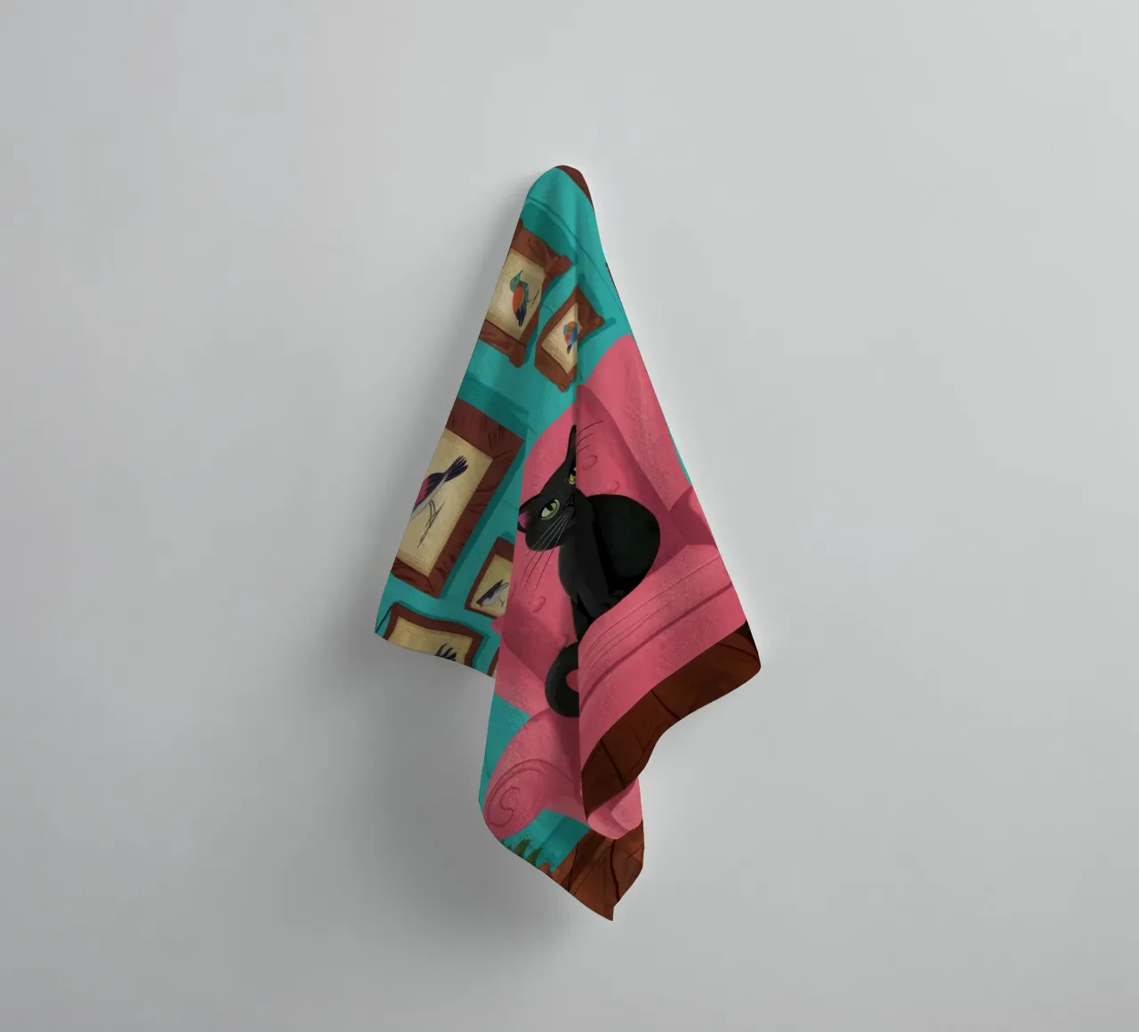 Pink Armchair Cat towel by FadeAura