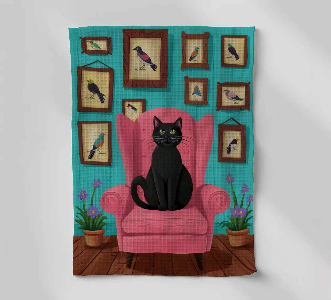 Gatto rosa in poltrona canovaccio da cucina da FadeAura