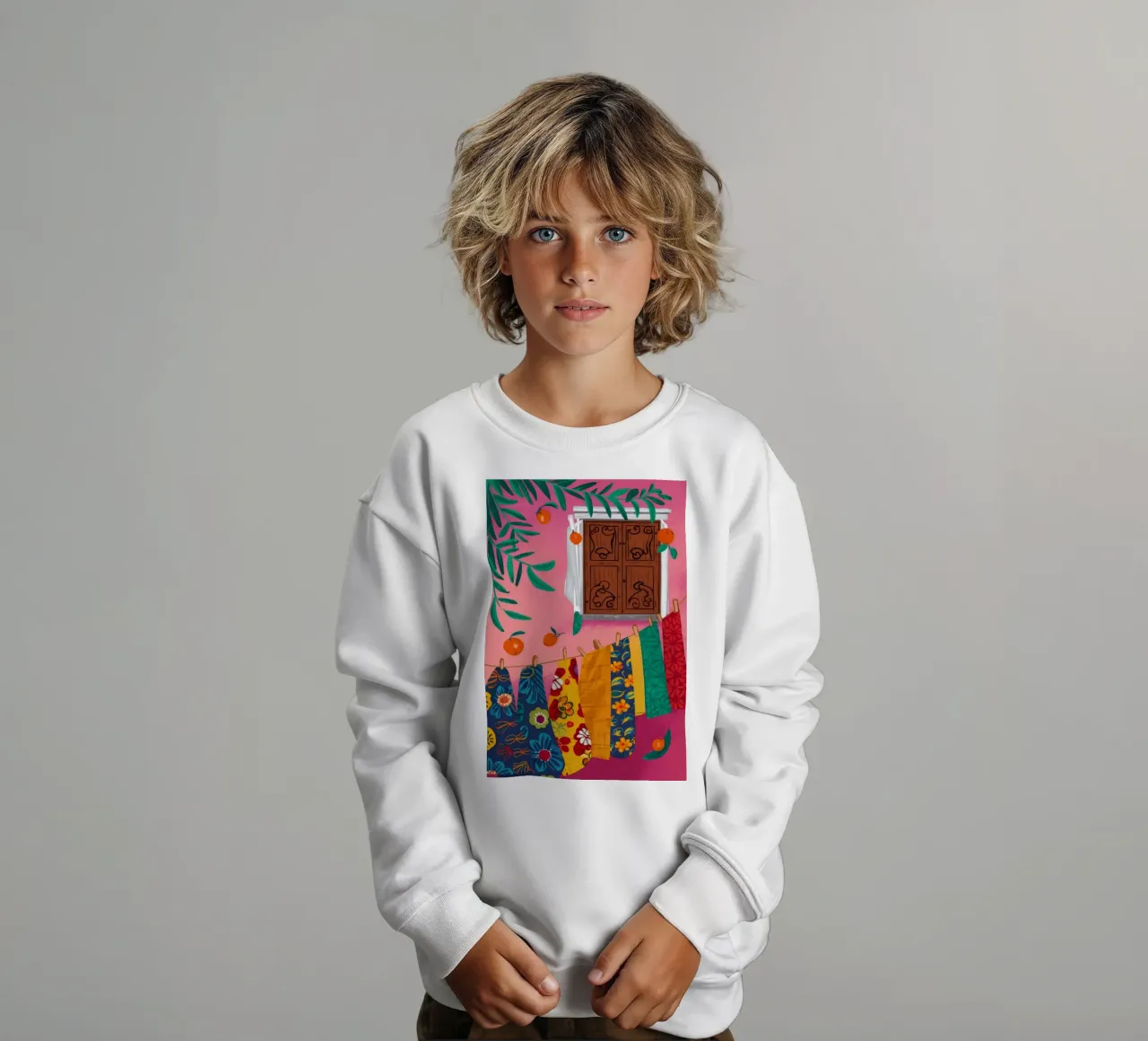 Eclectic Hanging Textiles kids sweatshirt by Muse Artworks
