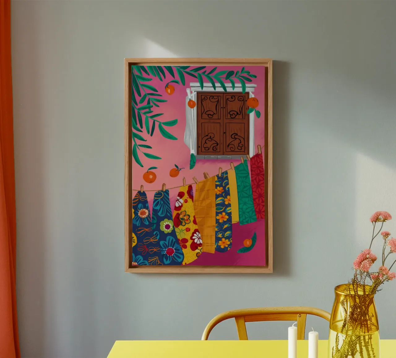 Eclectisch Hangend Textiel canvas met Baklijst van Muse Artworks