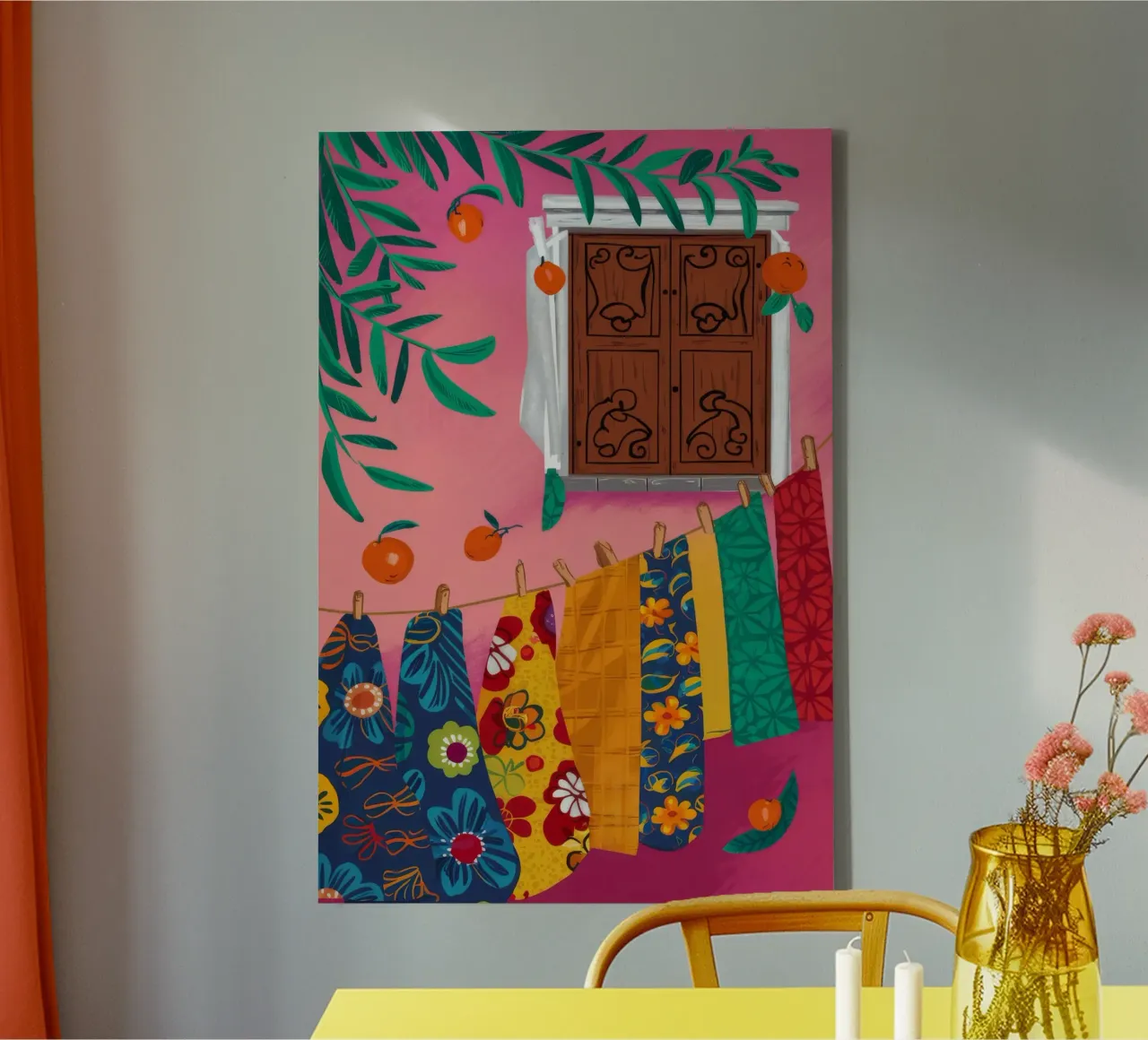 Eclectisch Hangend Textiel canvas met Baklijst van Muse Artworks