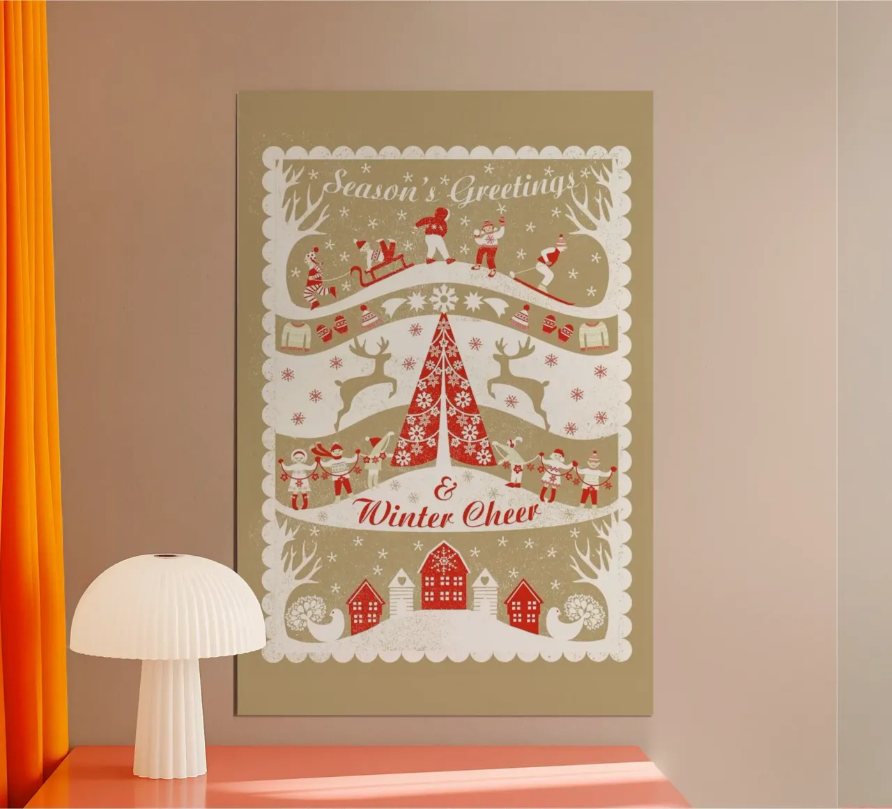 Christmas Scene poster con telaio in plastica da Catherine Aguilar