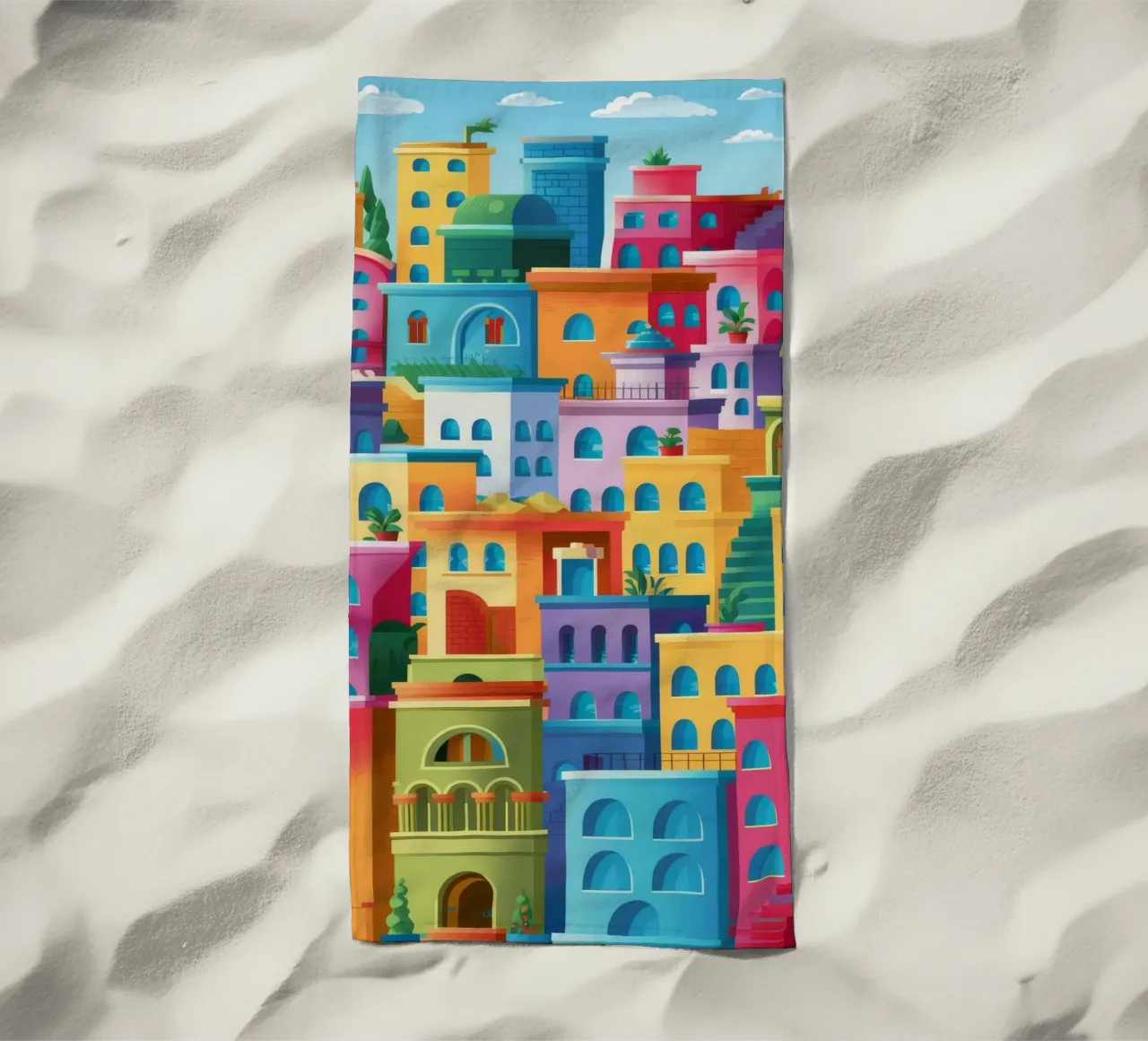 Una vivace comunità collinare telo mare da FadeAura