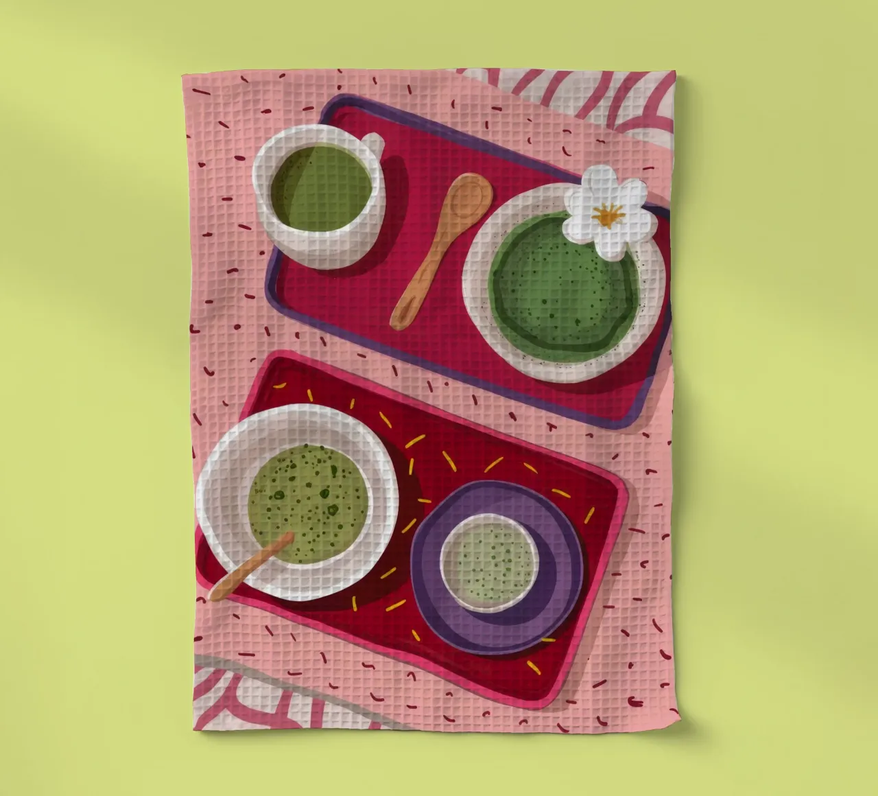 Momento Matcha Flatlay canovaccio da cucina da Haven Fantasy