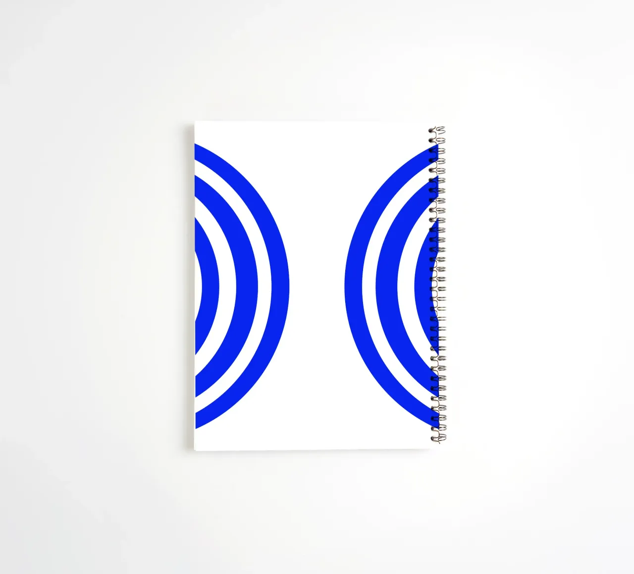 Blue and white abstract circle pattern, half circles spiral notebook by Lilou Art